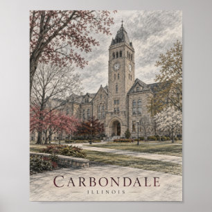 Póster de la Torre del Reloj de Carbondale Illinoi