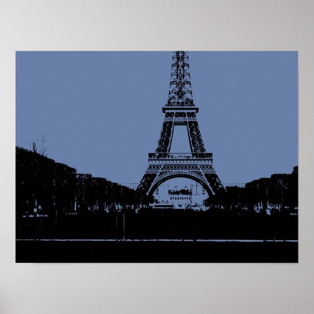 Póster de la Torre Eiffel Azul (Frente)