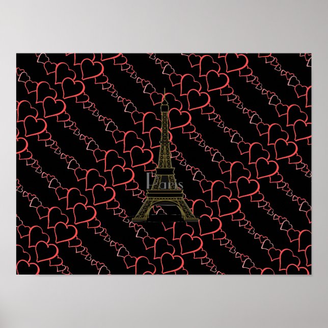 Póster de la Torre Eiffel Me encanta París (Frente)