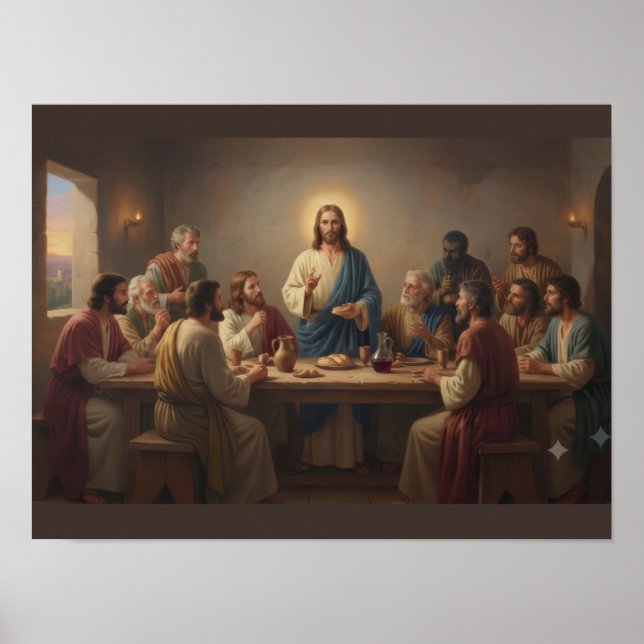 Póster de La Última Cena – Jesucristo y discípulo (Frente)