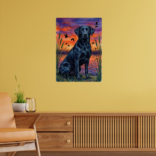Póster de Labrador Negro al Acuarela de Marisma (Salón 2)