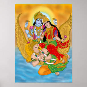 Póster de Lakshmi Narayan: Arte de Pared Divino y 