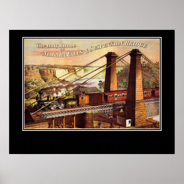 Póster de las cataratas del Niágara y el puente co (Frente)