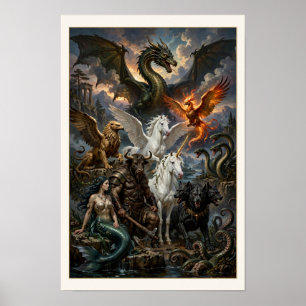 Póster de las Diez Criaturas Legendarias Mitológic