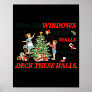 Póster De las ventanas a las paredes divertida Navidad