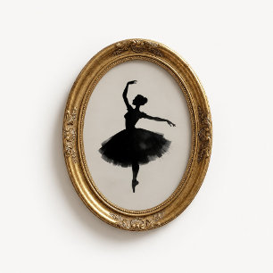 Póster de lavado de tinta con silueta de bailarina