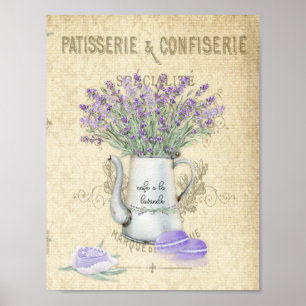 Póster de lavanda francesa de loza esmaltada vinta