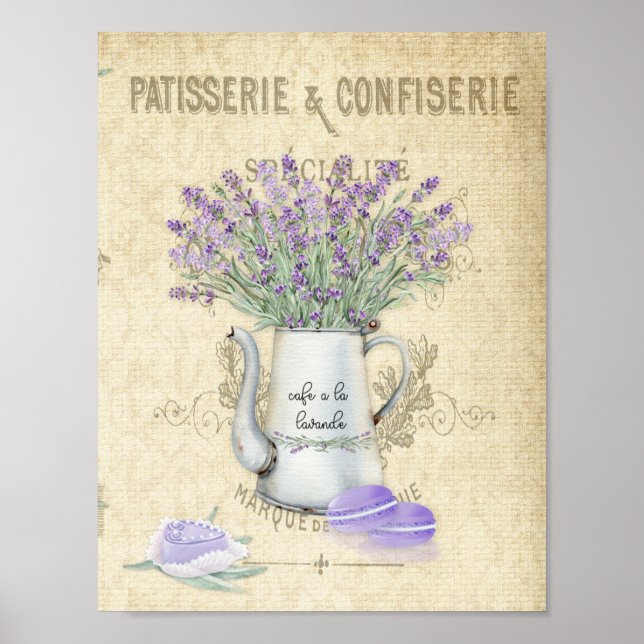 Póster de lavanda francesa de loza esmaltada vinta (Frente)