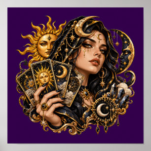 Póster de Lector de Cartas del Tarot Místico - S C
