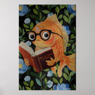 Póster de lectura de peces caprichosos - Tema dive