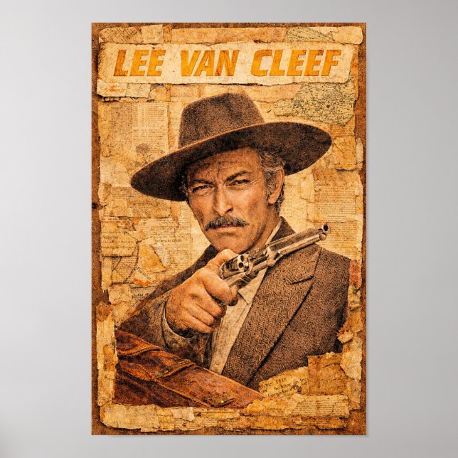 Póster de Lee Van Cleef con revólver (Frente)