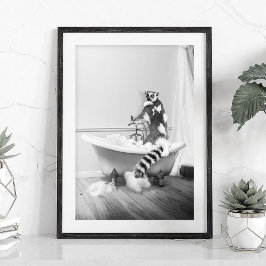 Póster de lémur en una bañera
