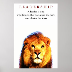 Póster de león con cita motivacional única de lide