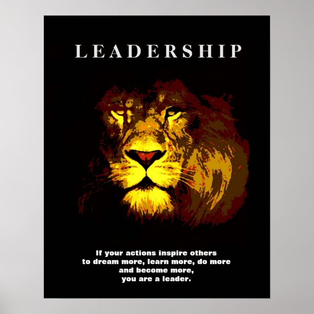 Poster de León de Liderazgo Motivador de Arte Pop (Frente)