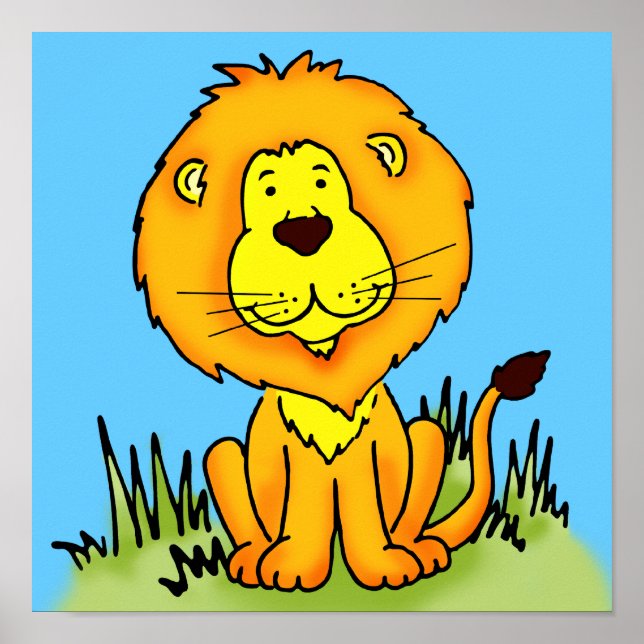 Poster de leones de arte infantil (Frente)