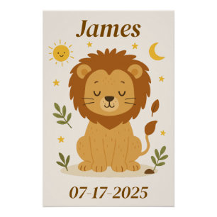 Poster de leones personalizado para niños