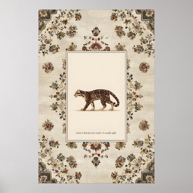 Póster de Leopardo Nuboso Caminando Neutral (Frente)