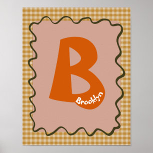 Póster de letra B de alfabeto personalizado Arte d