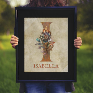Póster de letra floral Steampunk I