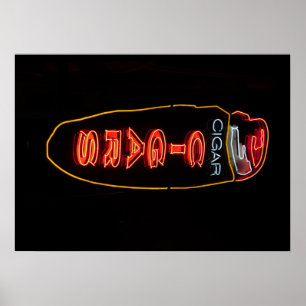 Póster de letrero de neón de tienda de puros