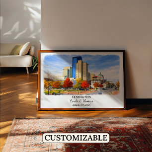 Póster de Lexington Kentucky, Acuarela, Personaliz