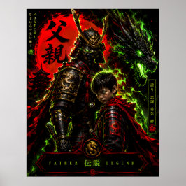 Póster de leyenda del padre samurái dragón