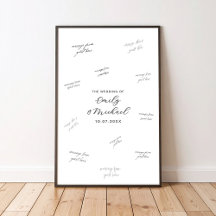 Póster de libro de firmas de boda moderno