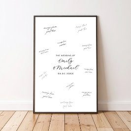 Póster de libro de firmas de boda moderno