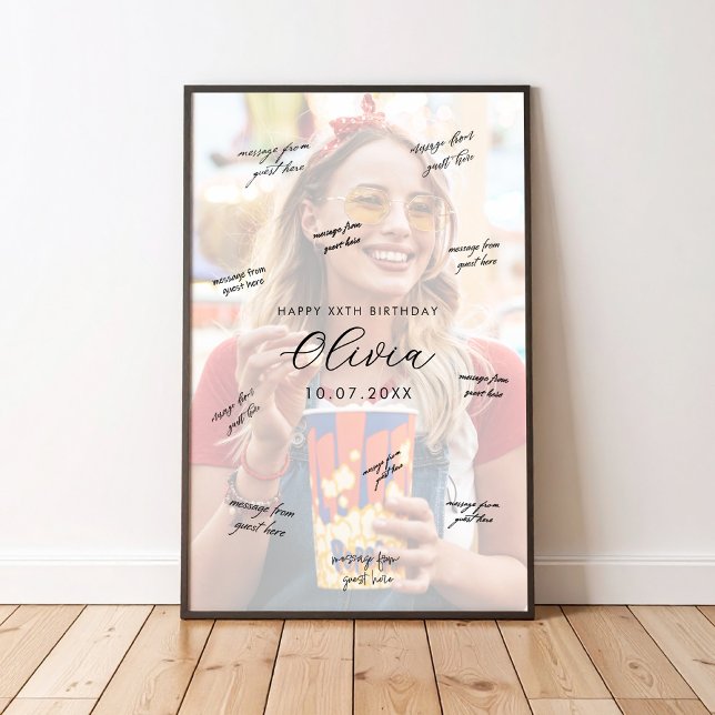 Póster de libro de firmas de cumpleaños con foto (Subido por el creador)