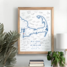 Póster de libro de invitados azul moderno para bod