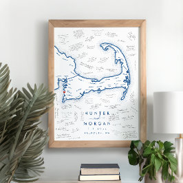 Póster de libro de invitados azul moderno para bod