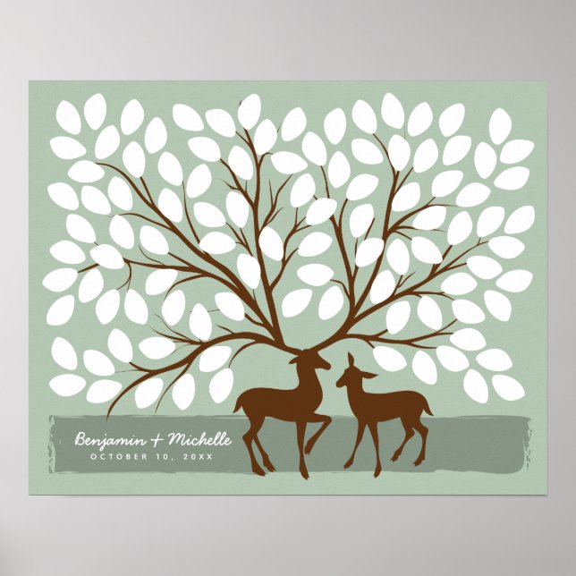 Póster de Libro de Invitados Ciervo Corazón - 100  (Frente)