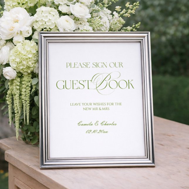 Póster de Libro de Invitados de Boda Blanco y Verd (Subido por el creador)
