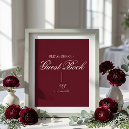 Póster de Libro de Invitados de Boda con Monograma