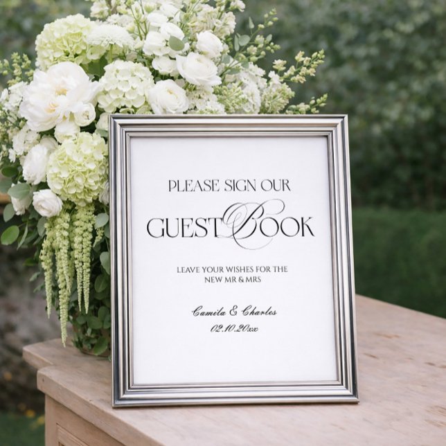 Póster de Libro de Invitados de Boda en Blanco y N (Subido por el creador)