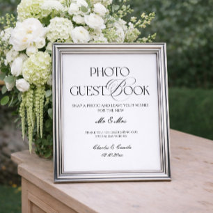 Póster de Libro de Invitados de Fotos de Boda en B