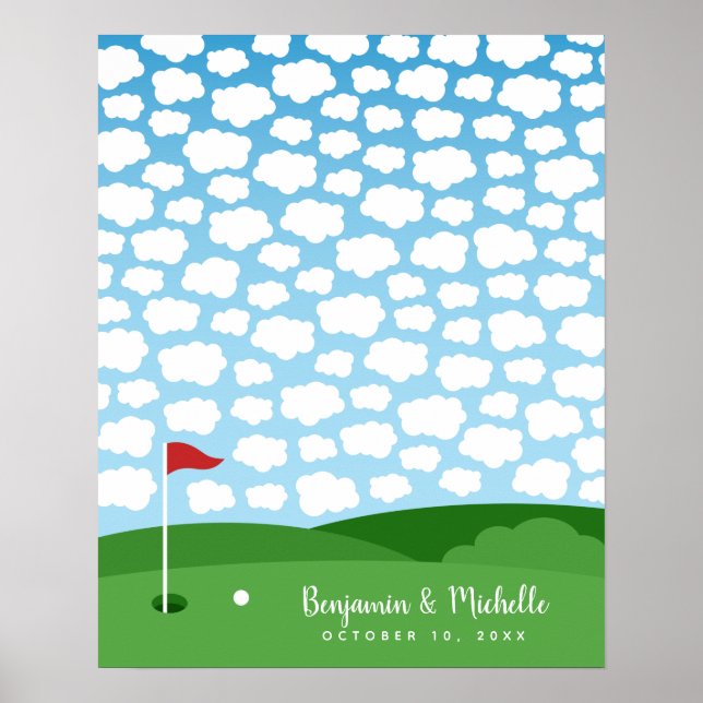 Póster de libro de invitados de golf - 100 firmas (Frente)