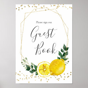 Póster de libro de invitados de limón de la pareja
