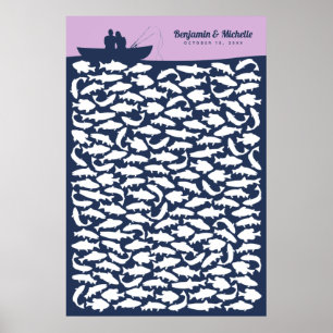 Póster de Libro de Invitados de Pesca - 150 firmas