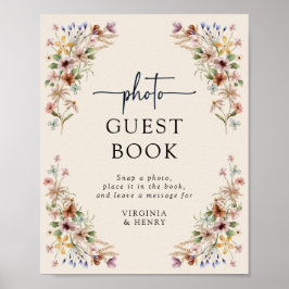 Póster de libro de visitas boho floral