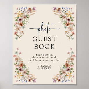 Póster de libro de visitas boho floral