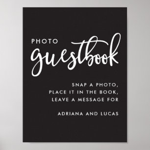 Póster de libro de visitas de fotos con letra mode