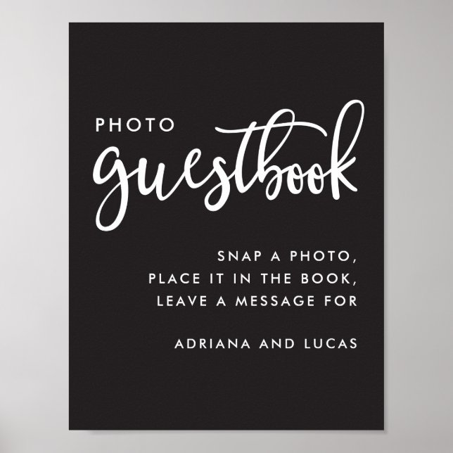 Póster de libro de visitas de fotos con letra mode (Frente)