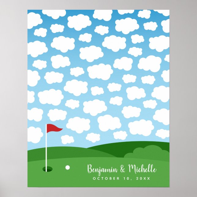 Póster de libro de visitas de golf - 50 firmas (Frente)