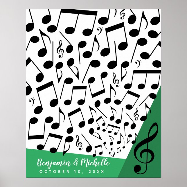 Póster de libro de visitas de notas musicales - 50 (Frente)