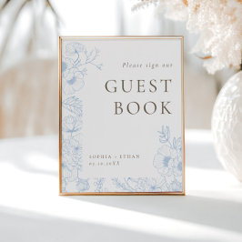 Poster de libros de arte de la Línea Azul Floral F