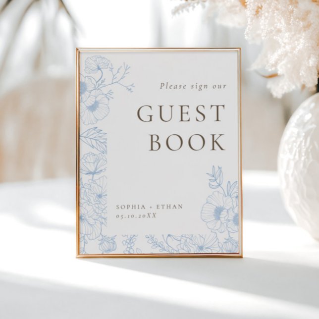 Poster de libros de arte de la Línea Azul Floral F (Subido por el creador)