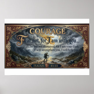 Póster de lienzo de coraje Isaías 41:10 | Arte de 