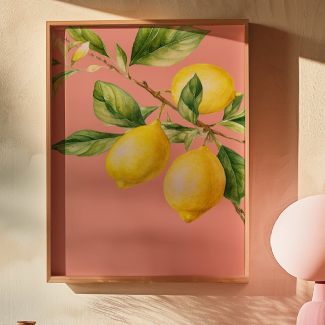 Póster de limones con acuarela rosa (Subido por el creador)
