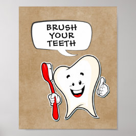 Póster de limpieza para cepillarse los dientes